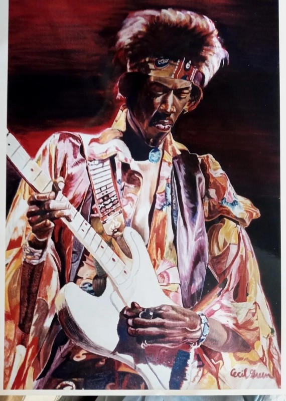 Jimi Hendrix: Oil painting print of «Psychedelic Haze»