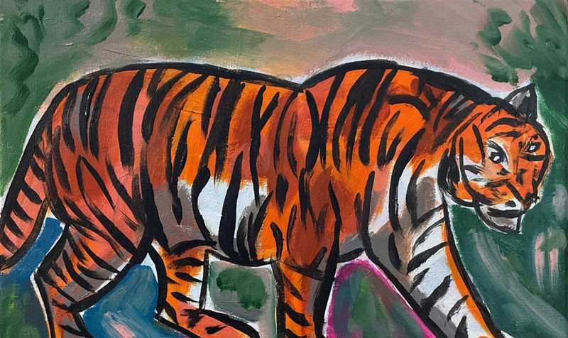 Messa Original Art: Tiger- 11x14 Neo Expressionism Original Artwork on Canvas gallery