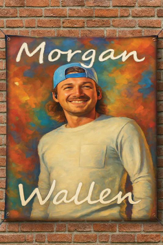 Morgan Wallen Painting High Quality Print Vinyl Banner Wall Art Decor Music