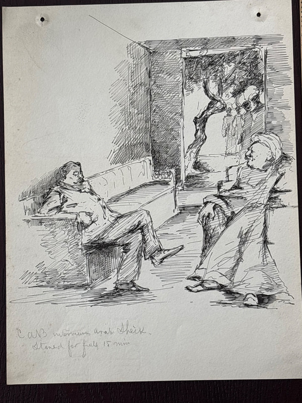 c.1910 Egypt Sheikh cat herder pen & ink sketches illustrations