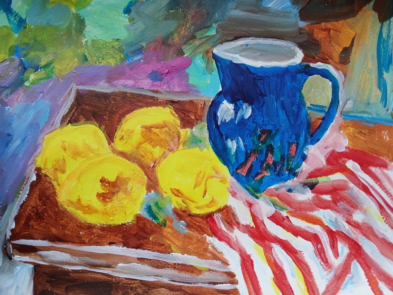 Abstract/Impressionism Lemonade Service 11x14 Handmade Colorful Art Painting gallery
