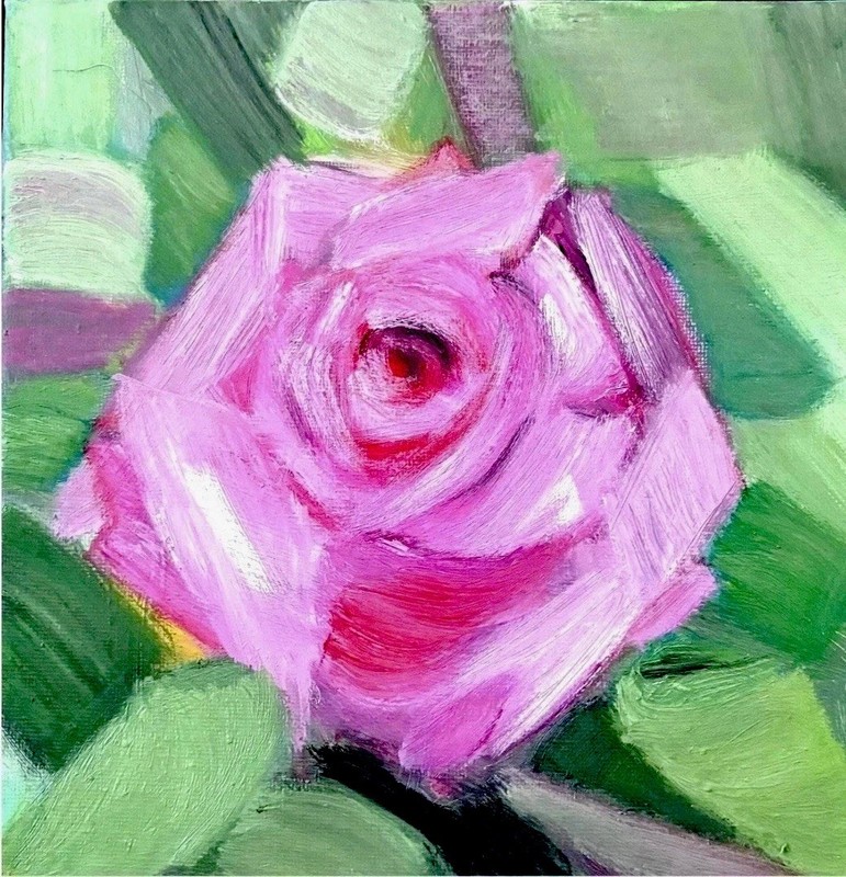 Colorful Floral Oil Painting 8×8 Original Abstract Flower Art Small Bright