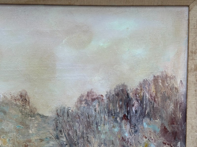 MARY BUCKLIN VINTAGE OIL PAINTING RIVER LANDSCAPE GREENWICH CT MABU DEVEREUX ART gallery