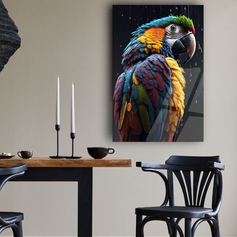 3D Painting Parrot Bird Art UV Printed Acrylic Glass Modern Pet Wall Decor gallery