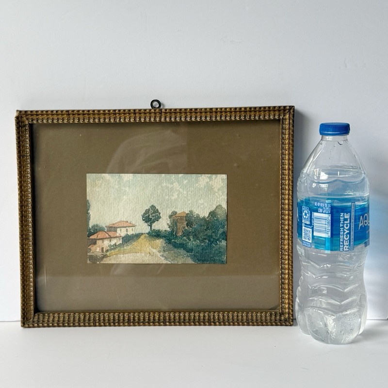 Vintage Impressionist Italian Landscape Original Watercolor Painting Framed gallery