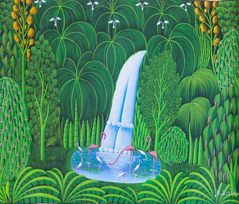 Haitian Art Painting By Henri Robert Bresil 24×20