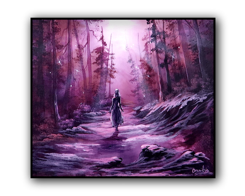 Original Acrylic Landscape Painting 12×14″ Guided by Moonlight Wall Art