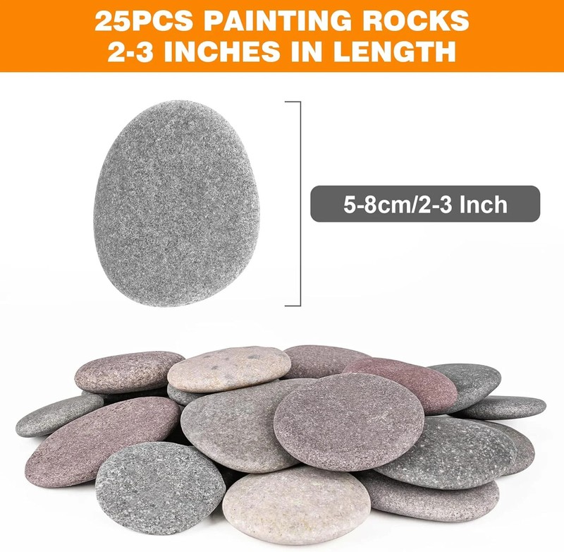 River Rocks for Painting 25 Pcs Large 2-3 Inch Flat Smooth Painting Stones Craft gallery