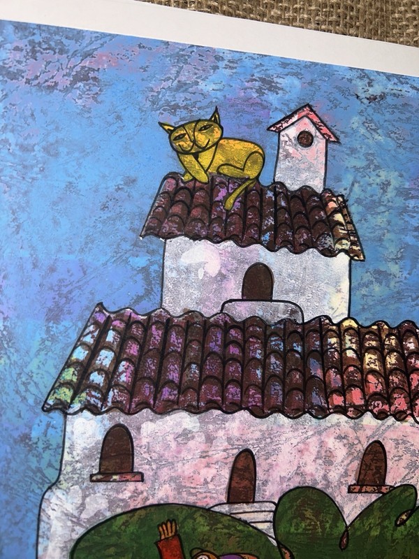 Original ‘21 A Buitron TREE OF LIFE House Dogs Folk Art Watercolor 11.75”x14.75” gallery