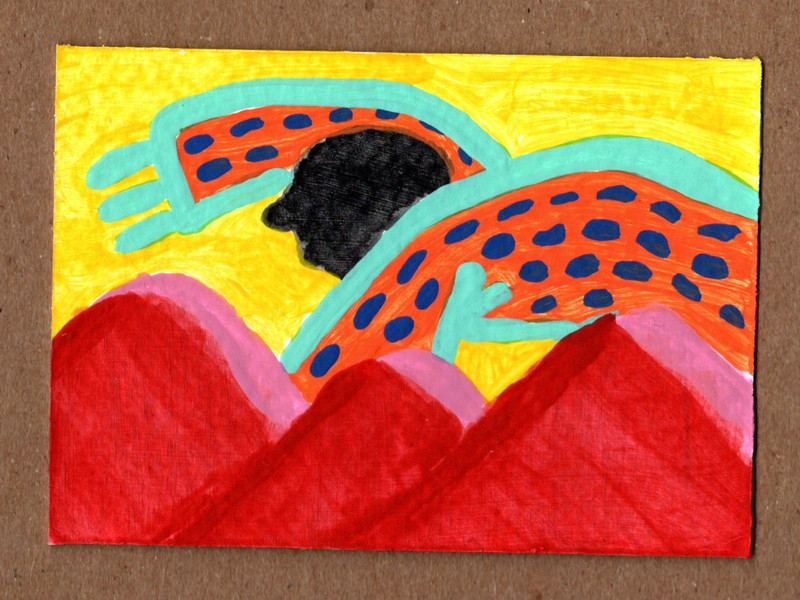 ACEO Original Painting Naive Outsider Folk Art OOAK