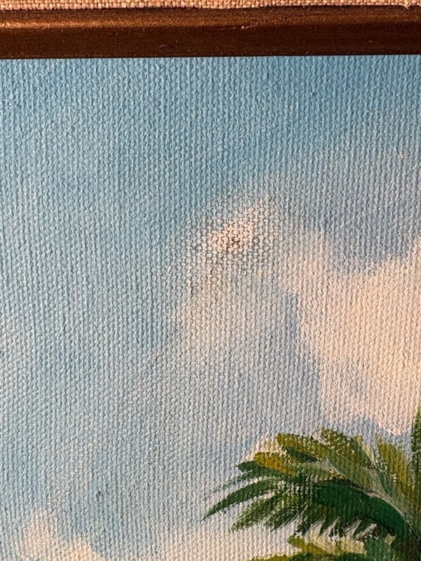 Gaby De La Riva Landscape Painting Flamboyant Tree Cuban Royal Palm Cuba Vintage gallery