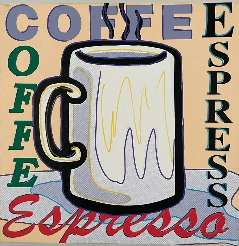 STEVE KAUFMAN Hand Painted Silkscreen on Canvas ‘COFFEE’ Hand signed by Kaufman