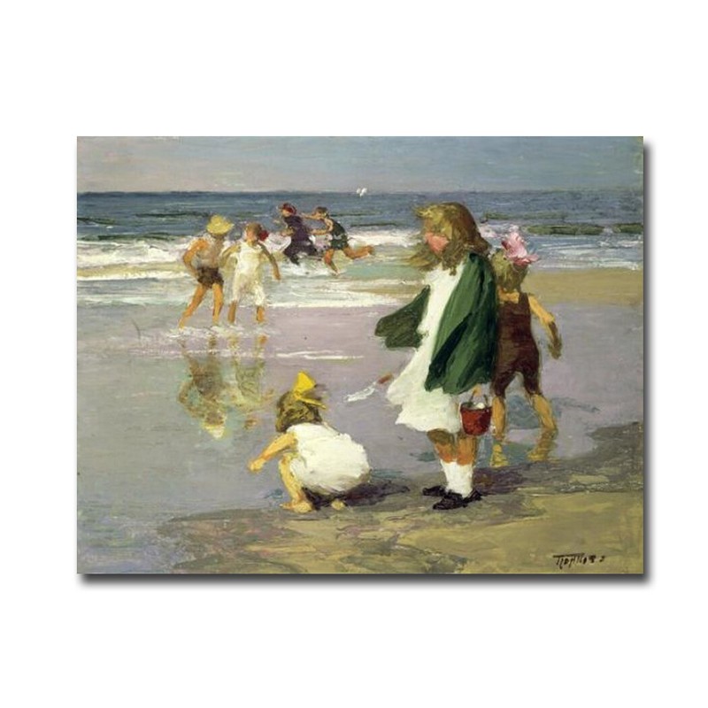 Play in the Surf by Potthast Gallery-Wrapped Canvas Giclee Art (18 in x 24 in)