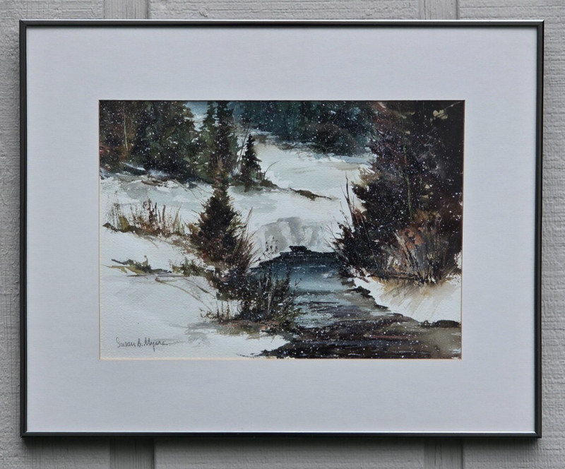 SUSAN B MYERS WATERCOLOR PAINTING MOUNTAIN STREAM LANDSCAPE WYETH INFLUENCE