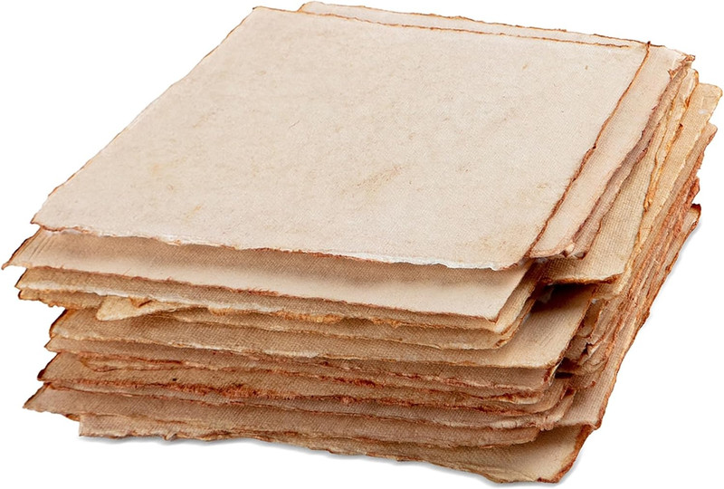 Thick Handmade Vintage Watercolor Paper with Deckle Edge - 8x8-300GSM - 25 Loose