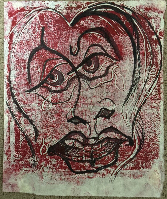 Corbellic Abstract Cubism Portrait Urban Paper Art Original 7.5″ H X 6.5″ L