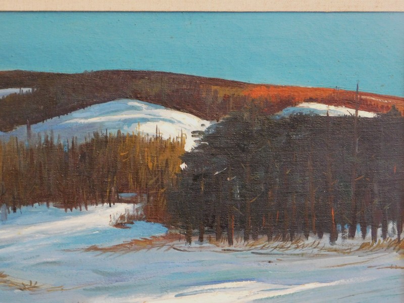 Charles Harsanyi Original Oil Painting Winter Village Landscape Scene Signed gallery