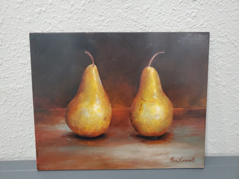 Pamela Carroll Two Pears Wood Panel Realism Oil Painting