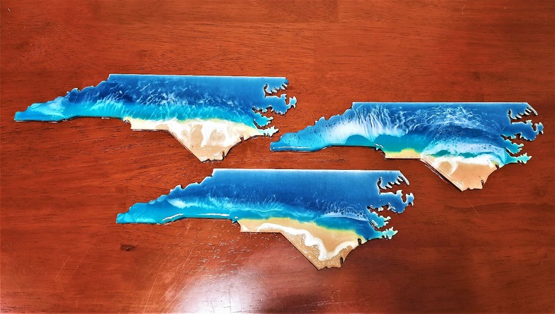 Handpainted / Handpoured Resin Seascape Coastal Beach Scene of North Carolina gallery