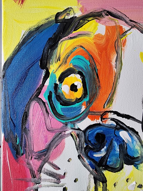 Aleph Hand Painted Animal Dog 11x14 Acrylic Painting Textured Wall Art Canvas gallery