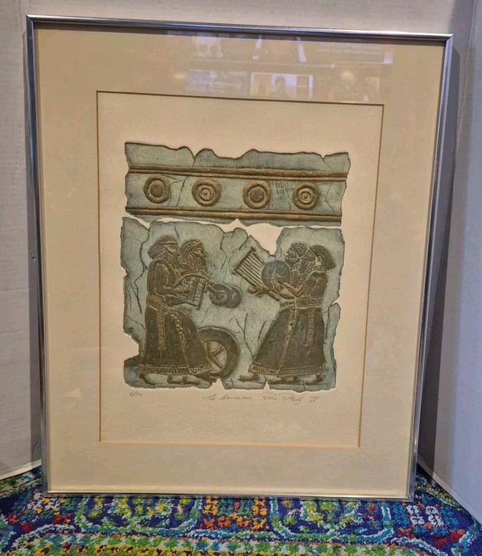 Vintage “The Musicians” Framed Etching Signed Rina Rothalz 6/50 24" X 20"