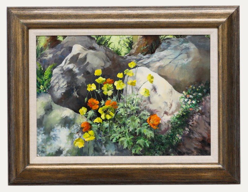 June Bevan (b.1927) – 20th Century Oil, Wild Poppies at Newby Hall