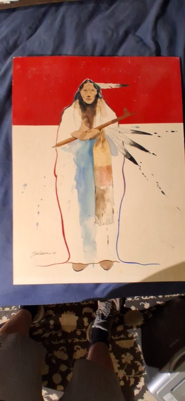 Bert Seabourn Cheyenne Delegate Native American Woman Painting Signed 1981
