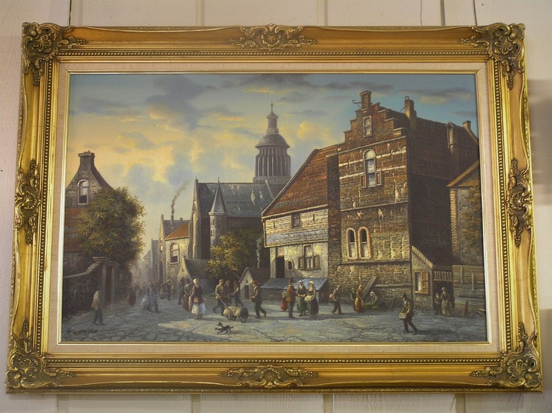 Vintage Oil Painting On Canvas Signed by G. Schroter