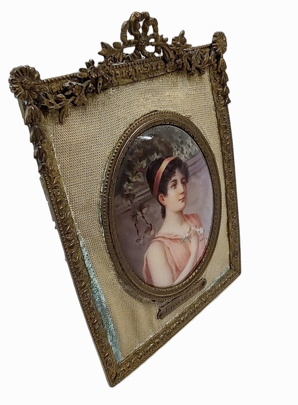 19th Century Portrait Miniature of a Woman in a French Bronze Dore Frame gallery