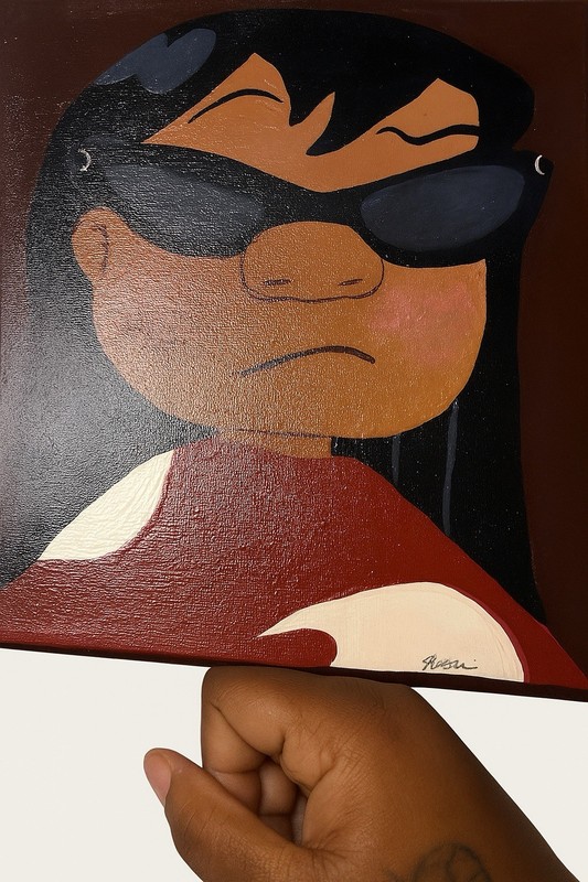 “Lilo in Sunglasses” Acrylic Painting on Canvas, Signed Rosa gallery