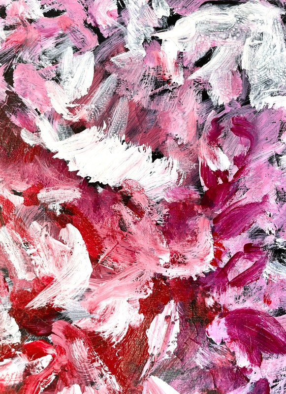Georgia OKeeffe Style Original Acrylic Peony Flower Painting Cradled Wood 11x14 gallery
