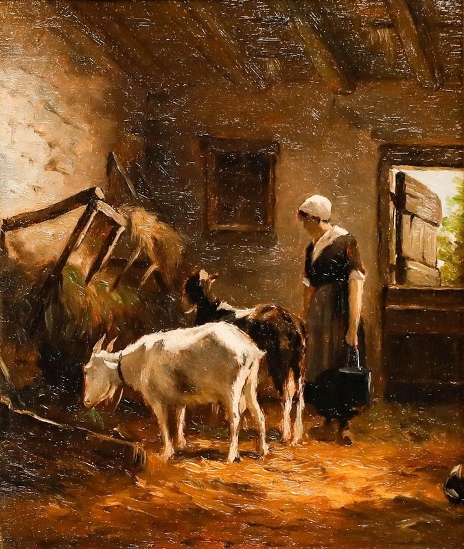 Dutch School Early 20th Century Oil - Feeding Time gallery