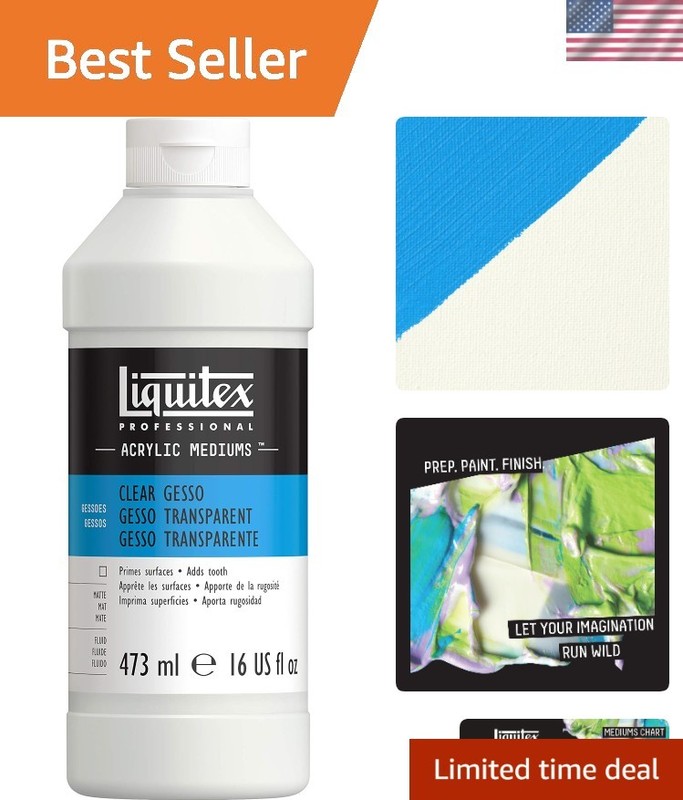 16 oz Non-Toxic Clear Gesso Surface Prep Medium – Perfect for All Art Surfaces