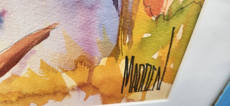 Terry Madden original Watercolor On Paper Lighthouse Palm Trees gallery