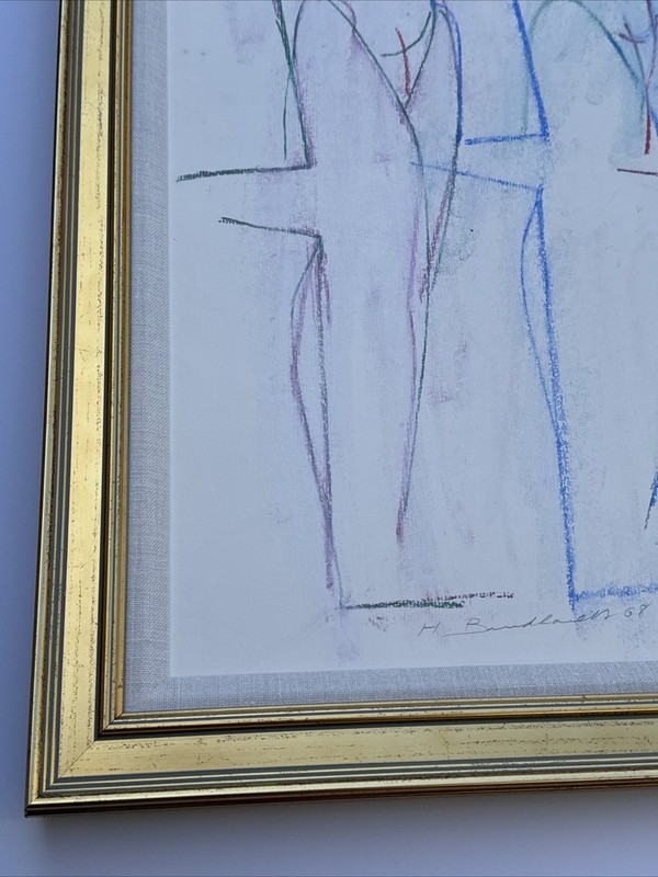 HANS BURKHARDT DRAWING CUBIST CUBISM ABSTRACT EXPRESSIONISM MID CENTURY FAMOUS gallery