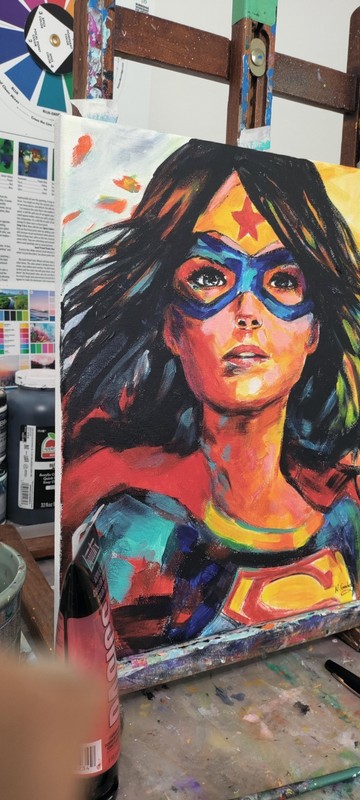 Original Abstract Super Hero Woman 14 x 11 Canvas Wall Painting gallery