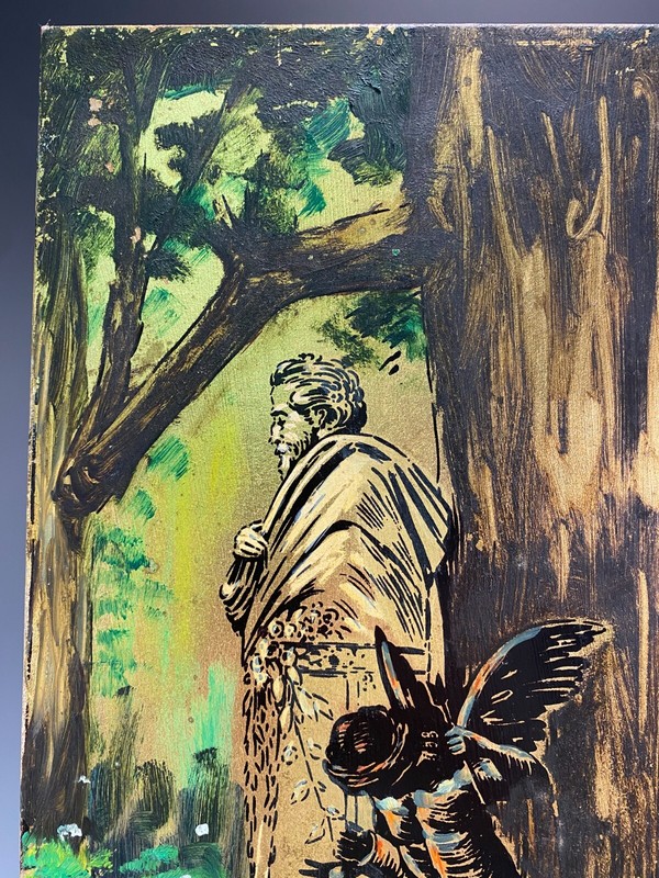 Glorieta De Becquer Seville Spain Jose Ortega Acrylic & Ink on Paper Board. gallery