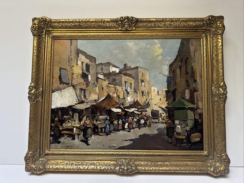 Antique Impressionist Painting Street Scene Signed Listed Famous 1920’s Oil gallery