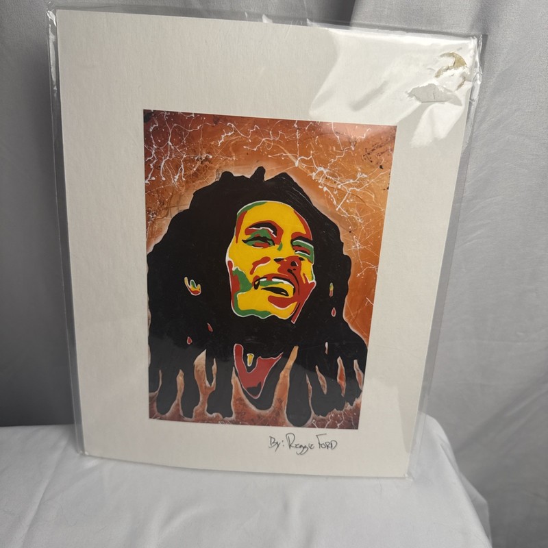 Original Reggie Ford Painting on New Orleans Bob Marley Jamaican Art Retro