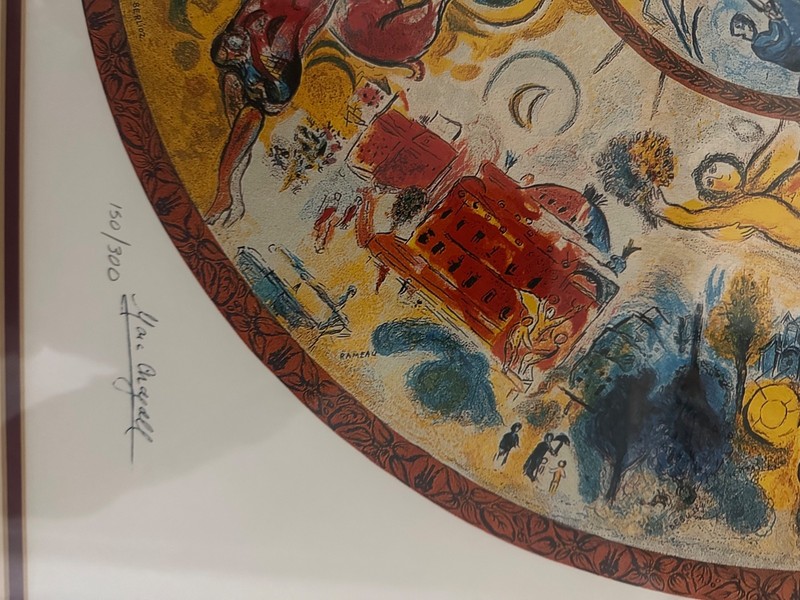 Marc Chagall "Paris Opera Ceiling" framed print, a limited edition lithograph nu gallery