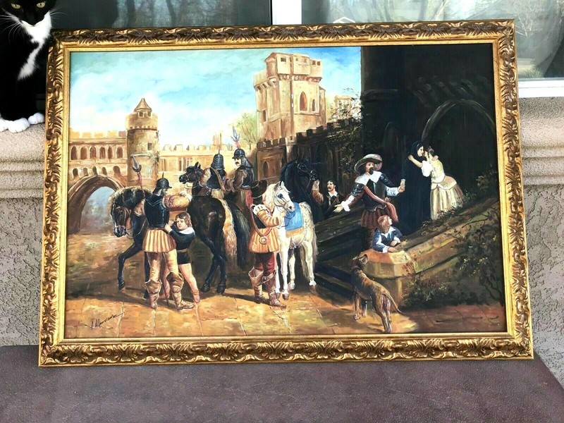 a very Fine Large original early 20th century Allegorical Painting