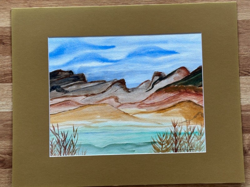 ALICE GUZMAN ORIGINAL WATERCOLOR PAINTING MATTED 16" X 20" NEW MEXICO 1980'S gallery
