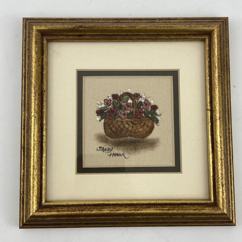 Vintage Theorem Stencil Painting Signed by Sandy Honan Folk Art Framed
