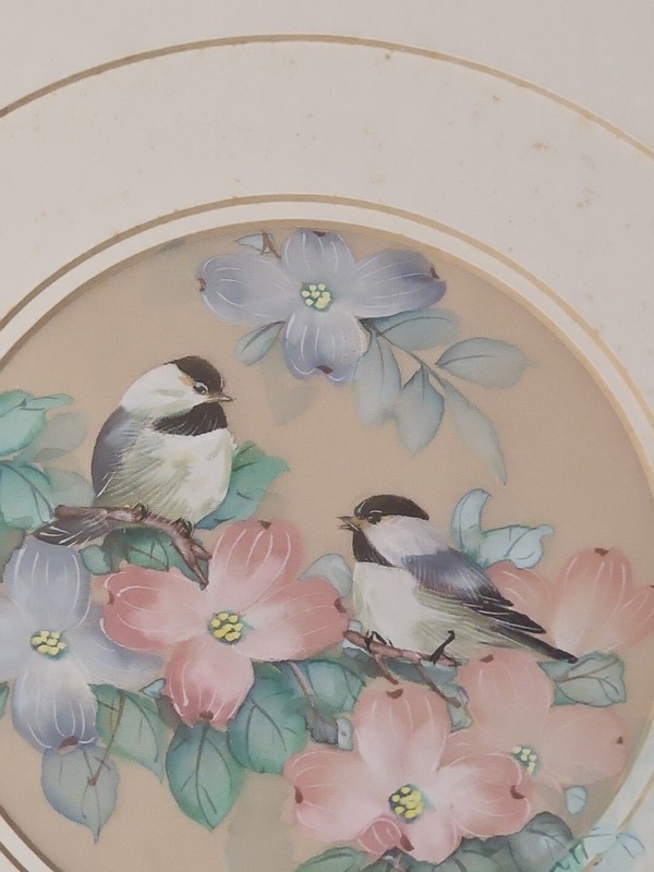 VINTAGE J CHENG BIRDS FLOWERS PAINTING FRAMED AND SIGNED ART gallery