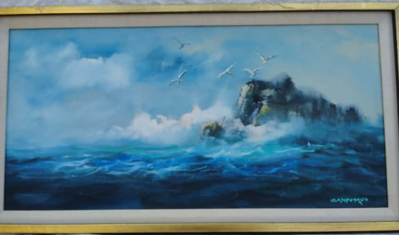 Listed Artist Jose Luis Campuzano Signed (1918-1979). Oil Painting.26×13