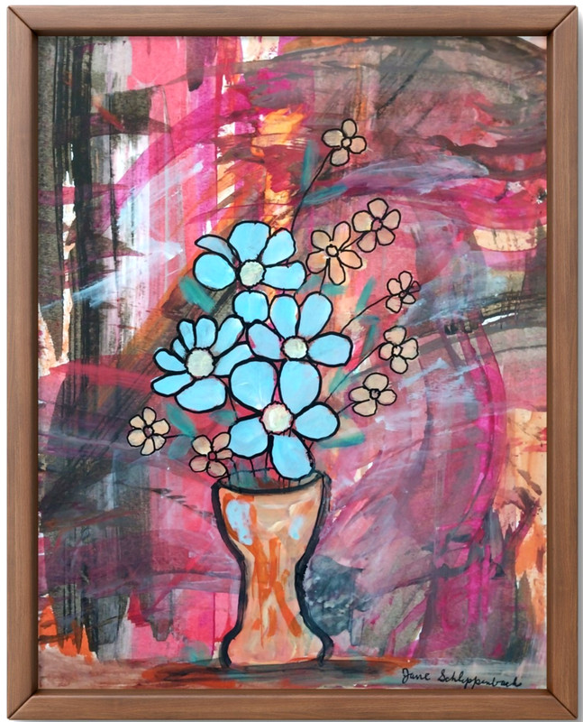 Modern Contemporary Original 11×14 Signed Paper Floral Wall Art Acrylic BACH