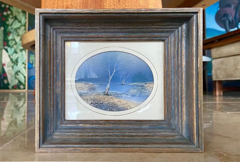 Vintage David Brownlow Art Texas Nature Tree Landscape Mini Watercolor Painting