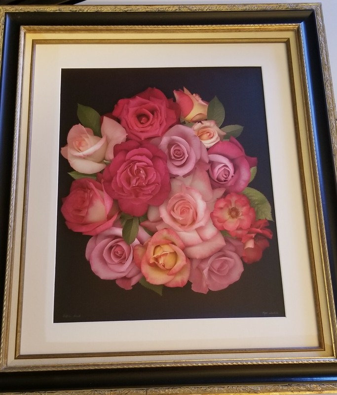 Beautiful Roger Isabell rose art 29.5 x 25.5 with wood Frame. Great condition