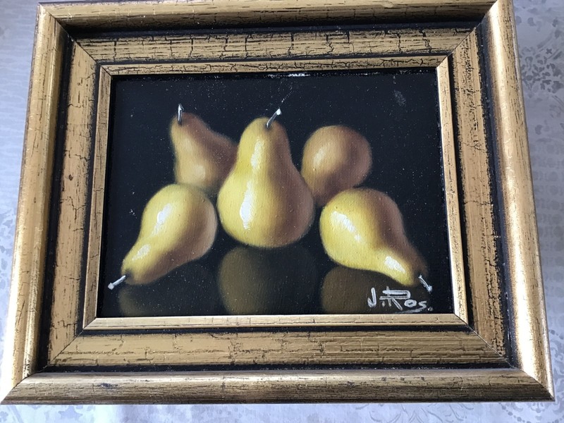 (3) Framed Still Life Oil Paintings, signed J. Ros- Fruits and Vegetables 6”x8” gallery