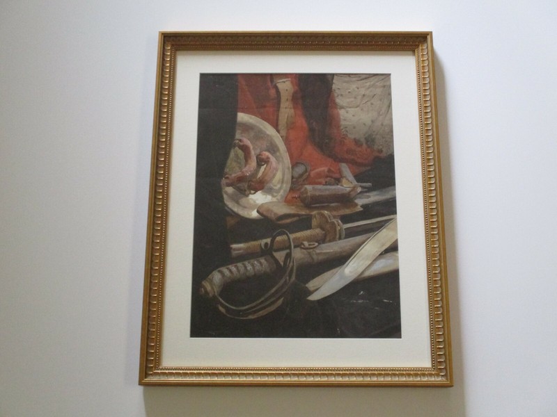 VINTAGE ANTIQUE ORIGINAL PAINTING 19TH TO 20TH CENTURY OFFICERS SWORDS MILITARY